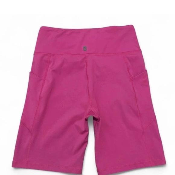 Figs Pants - Figs Bright Pink High-Rise Bike Shorts with Side Pockets